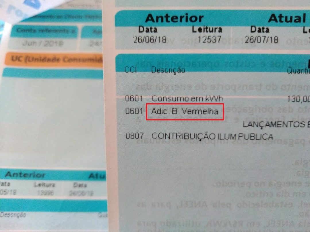 Conta de luz terá bandeira vermelha no mês de Agosto