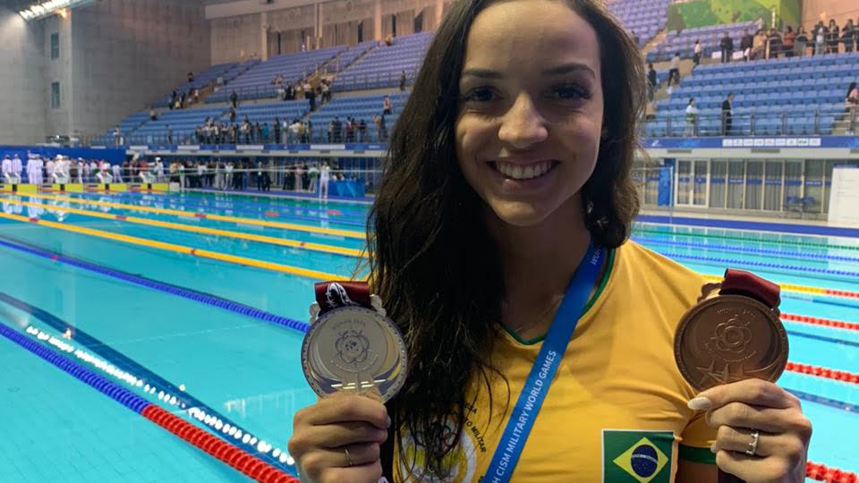 Mundial Militar: Jhennifer Alves sobe ao pódio nos 100m peito